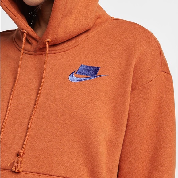 nike rally burnt orange pullover logo hoodie
